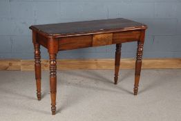 Victorian mahogany side table, with frieze drawer, on turned legs, 117cm wide