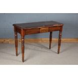 Victorian mahogany side table, with frieze drawer, on turned legs, 117cm wide