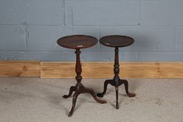 Two George III style mahogany wine tables, 48cm and 50cm high, (2)