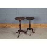 Two George III style mahogany wine tables, 48cm and 50cm high, (2)