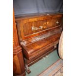 Upright rosewood framed piano, with marquetry inlay, Mann Bros of Colchester