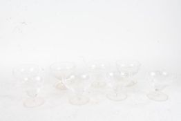 Matched set of eight early 20th Century glass Sundae/dessert dishes, to include six with star