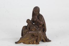 Madonna and Child bronzed figure group, 12cm high