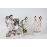 Three 19th century Staffordshire figures (AF), the tallest 29cm (3)