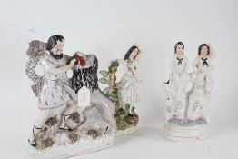 Three 19th century Staffordshire figures (AF), the tallest 29cm (3)