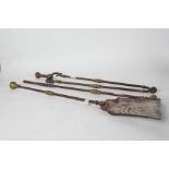 Victorian Brass companion set consisting of poker, tongs and shovel (3)