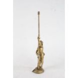 Italian brass figure depicting a solider beside a flagpole, 36.5cm high