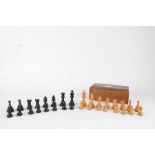 Boxwood and ebony chess set (unmarked), 32 pieces in total