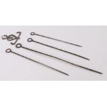 19th Century steel skewers and skewer hanger