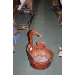 Chinese lightwood water bucket, stylised as a swan