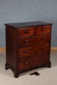 Victorian mahogany chest of drawers, the rectangular removable top above two short and three