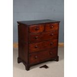 Victorian mahogany chest of drawers, the rectangular removable top above two short and three