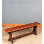 20th century waxed pine bench, 136cm long