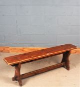 20th century waxed pine bench, 136cm long