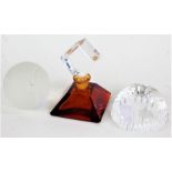 Art Deco style amber glass scent bottle, together with a Stuart crystal glass 'Concrode'