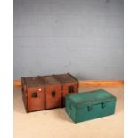 Smith's Trunk Stores travelling trunk, 91cm wide, and a painted tin trunk, 72cm wide (2)