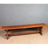 20th century waxed pine bench, 185cm long