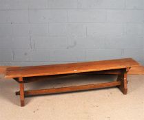 20th century waxed pine bench, 185cm long