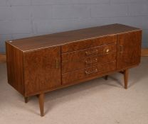 Beautility rosewood effect sideboard, fitted with four short drawers and flanked by cupboard