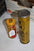 Dunlop 'Minor' tube repair outfit tin, 11.5cm high, Carbide of Calcium tin, priced 6D, 19cm high (