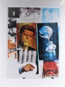 Large framed poster print, depicting John. F. Kennedy, housed in a black and glazed frame, 55cm wide