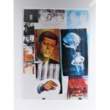 Large framed poster print, depicting John. F. Kennedy, housed in a black and glazed frame, 55cm wide