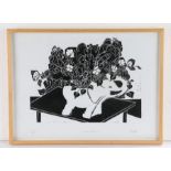 Beryl Scott (contemporary) White Elephant, linocut, pencil signed and numbered 1/4, 50cm x 37cm