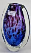 Julien McDonald "Star" art glass vase, the mottled blue and purple interior with overlaid bubble and