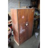 Wooden two door cupboard and contents of various hand tools, fittings, screws, drill bits etc. Qty)