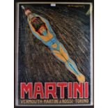 Vermouth-Martini & Rossi-Torino advertising poster, housed in a glazed frame, 59cm wide x 79cm high