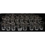 20th Century suite of drinking glasses, all with silver coloured floral overlay, twenty-four glasses