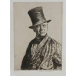 Joseph Simpson (1879-1939) portrait of James Pryde, 1930, etching, pencil signed, 21.5cm x 30cm