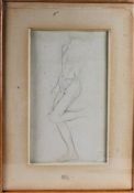 After Edgar Degas, pencil nude study, framed and glazed, 19.5cm wide x 33.5cm high