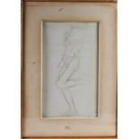 After Edgar Degas, pencil nude study, framed and glazed, 19.5cm wide x 33.5cm high