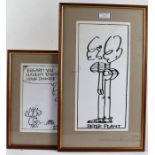 Peter Plant, three original pen and ink cartoons, depicting Bogart, all framed and glazed,