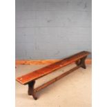 20th century waxed pine bench, 228cm long