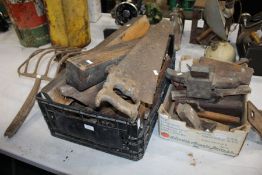 Two boxes of various woodworking planes (2)