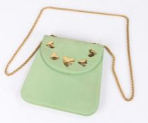 Escada, Italian green leather ladies handbag, with heart motifs