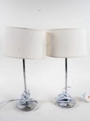 Pair of chrome desk lamps with shades, 45.5cm high (2)