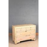 Edwardian Welsh white and pink painted chest, fitted two short over two long drawers, 102cm wide x