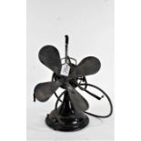 General Electric Company desk fan, circa 1930's, with cast iron base, (lacking cage and sold as