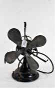 General Electric Company desk fan, circa 1930's, with cast iron base, (lacking cage and sold as