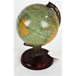 20th century Chad Valley tin plate world globe, 19cm high