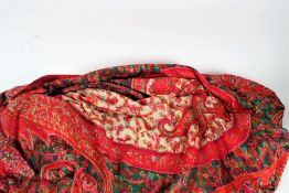 Paisley patterned shawl, in mostly red and green, approx. 100cm x 200cm