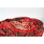 Paisley patterned shawl, in mostly red and green, approx. 100cm x 200cm