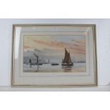 John J. Challis, Evening Calm, signed watercolour, 51cm x 31cm, housed in a glazed frame