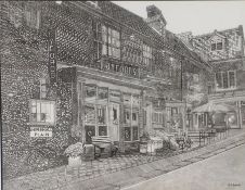 Graham Lamb, (British Contemporary) Byfords, pen and ink, signed bottom corner, 37cm x 29cm.