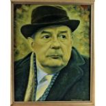 Zabernick, portrait of a gentleman wearing a hat, signed oil on board, housed in a gilt frame, the