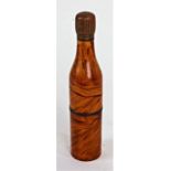 Novelty wooden cheroot holder/ hooka mouthpiece, housed within a small matching bottle with screw
