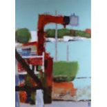 Briony Watson (contemporary British), Cremorne Wharf Chelsea, monogrammed oil on canvas, dated ,